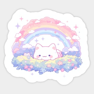 Happy Cute Kawaii Rainbow Kitty Cats Sticker